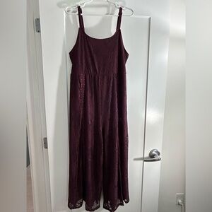 BloomChic Deep Burgundy Lace Jumpsuit